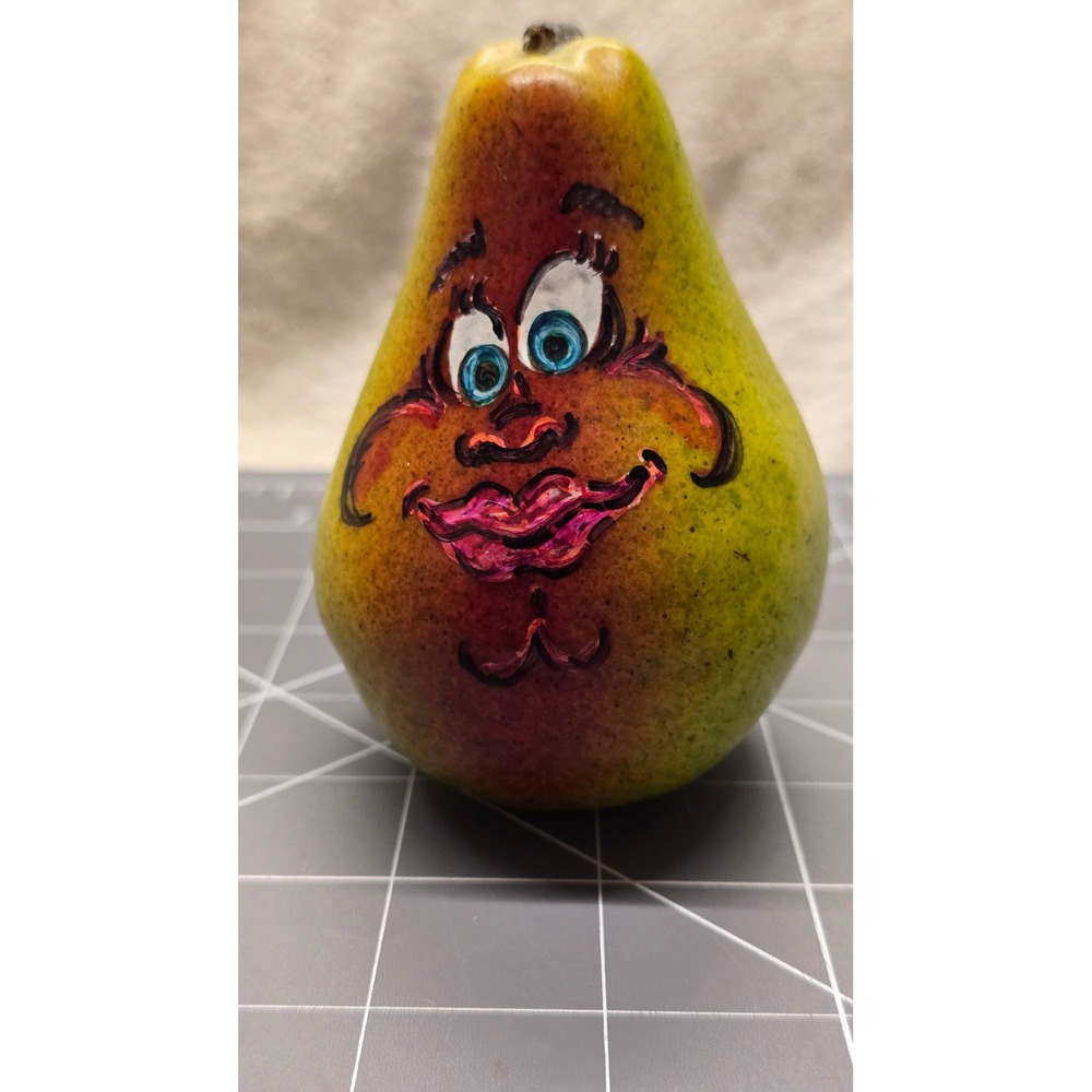 Hand Painted Fruit of the Spirit Pear Figurine Lynette Hill Garrado 2021 Art